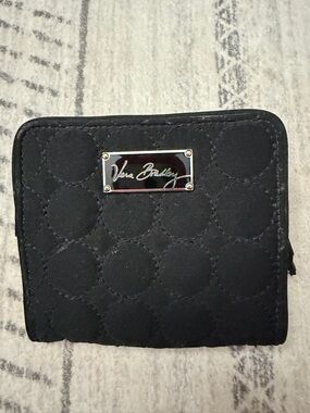 Vera Bradley Black Quilted Wallet with green paisley interior